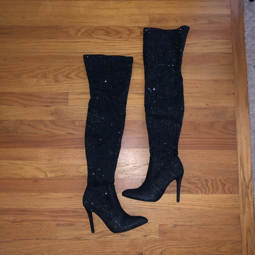 Charlotte Russe over the knee sparkle boots size 8